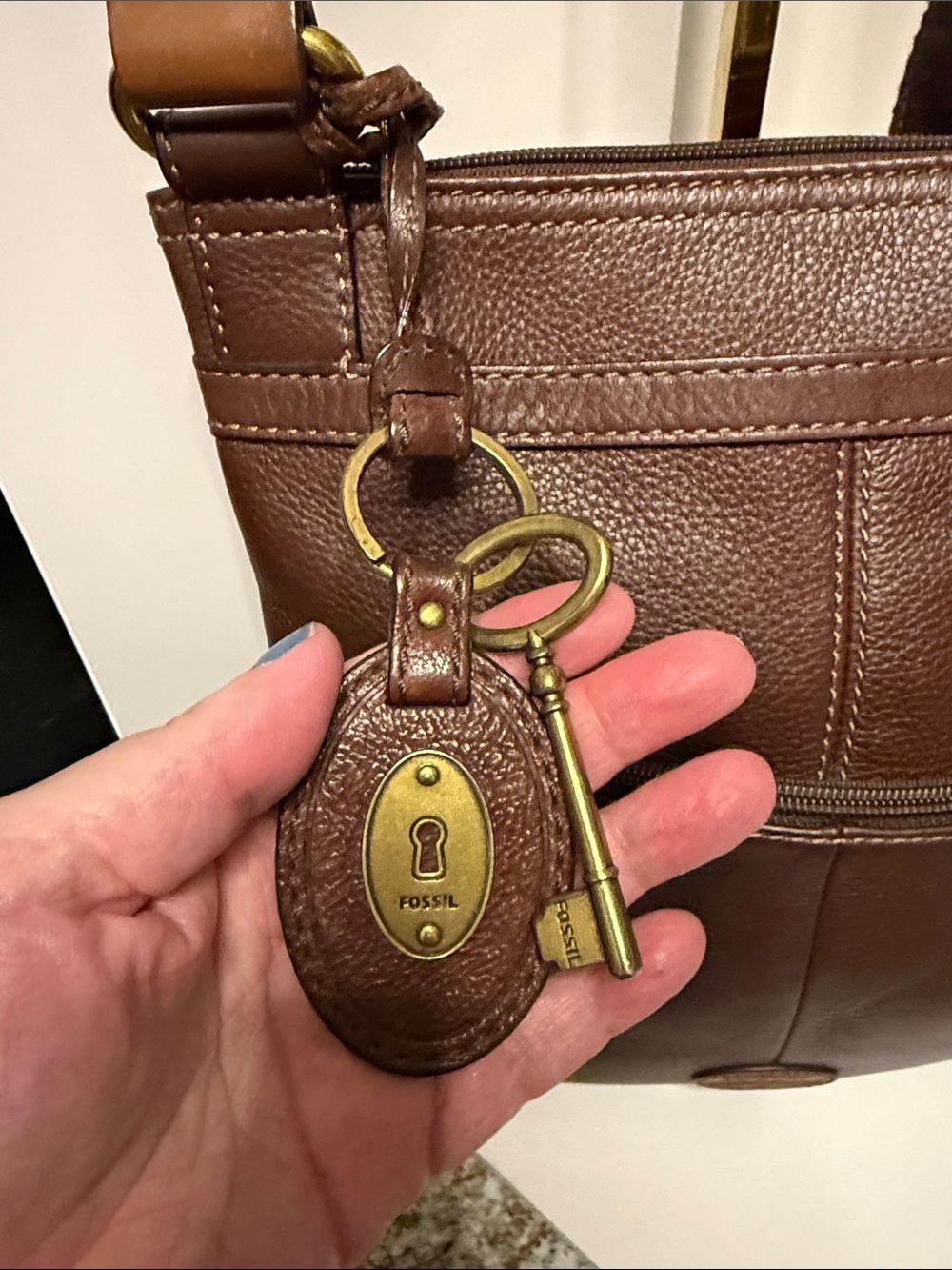 Fossil Brown Leather Crossbody Bag - Picture 2 of 10
